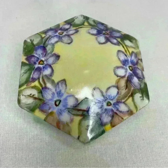 MZ Austria Hand Painted Footed Hexagon Trinket Box - Picture 2 of 13